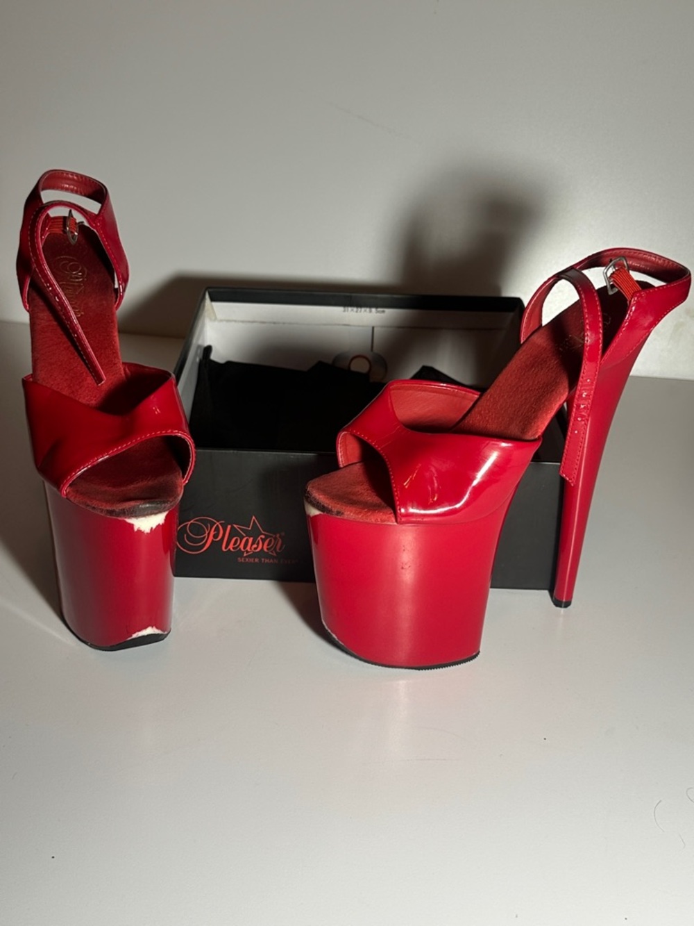Pleaser Red Patent Platform Stiletto Sandals